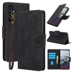 AxyzCase Flowers knížkové pouzdro na mobil Samsung Galaxy A15 LTE - černé