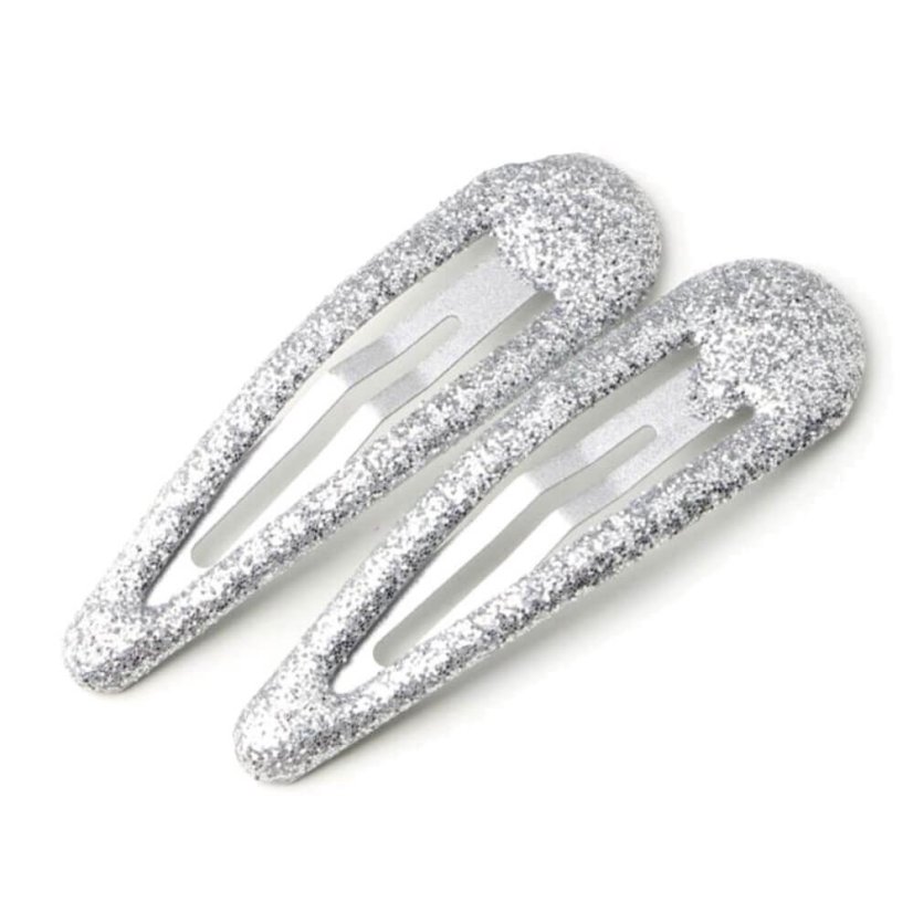 glitterclips stribrne kovove sponky do vlasu