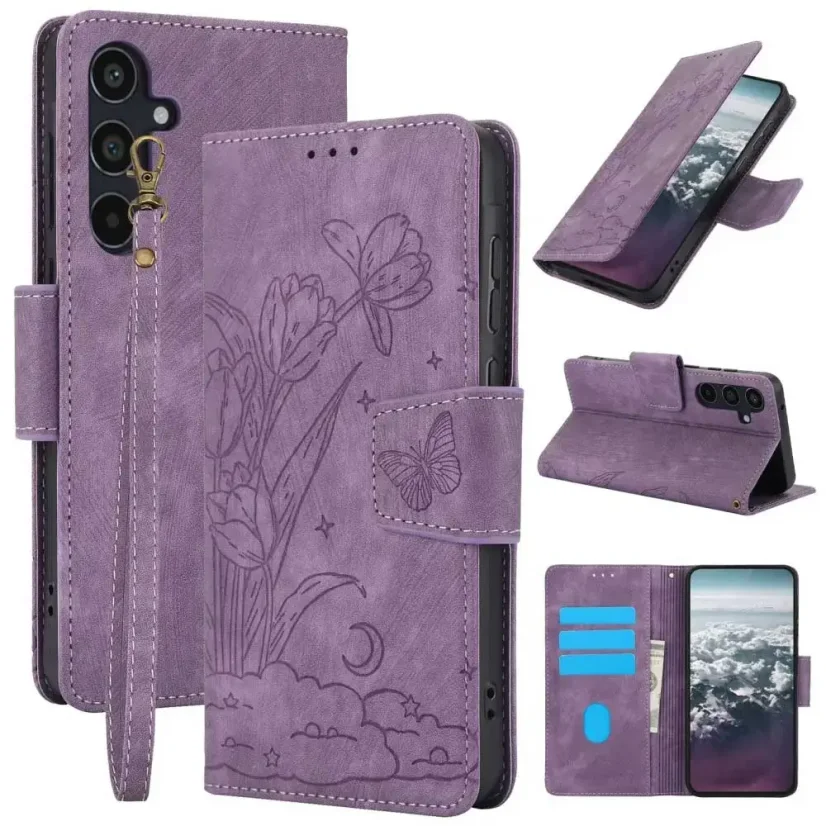 AxyzCase Flowers knížkové pouzdro na mobil Samsung Galaxy A15 LTE - levandulové