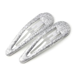 glitterclips stribrne kovove sponky do vlasu