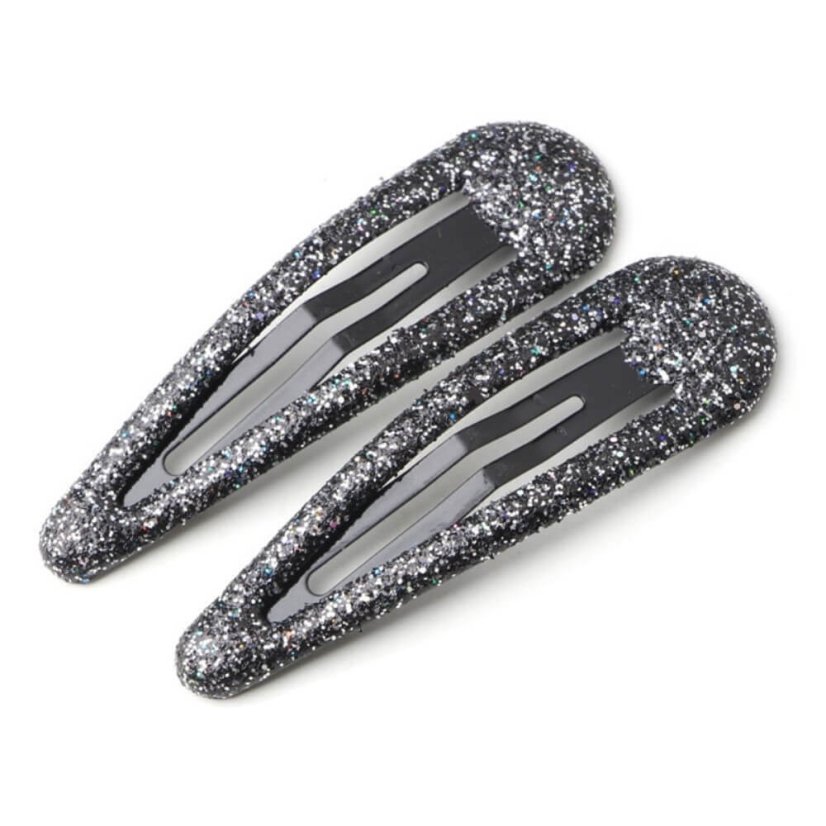 glitterclips cerne kovove sponky do vlasu