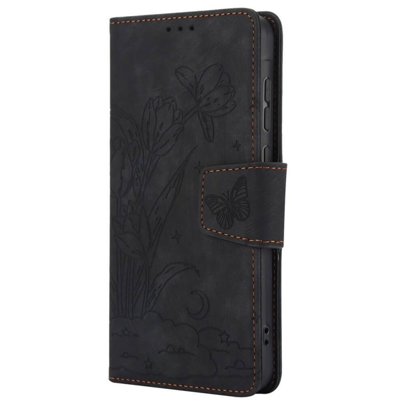 AxyzCase Flowers knížkové pouzdro na mobil Samsung Galaxy A15 LTE - černé