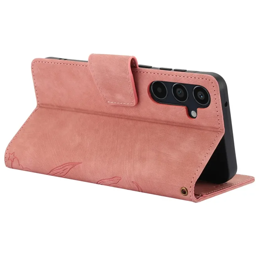 AxyzCase Flowers knížkové pouzdro na mobil Samsung Galaxy A15 LTE - růžové