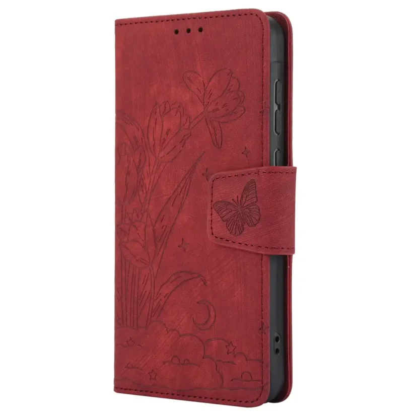 AxyzCase Flowers knížkové pouzdro na mobil Samsung Galaxy A15 LTE - červené