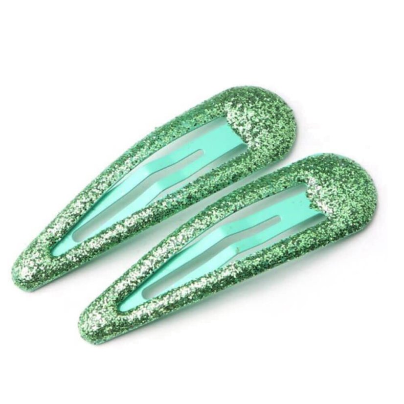glitterclips zelene kovove sponky do vlasu